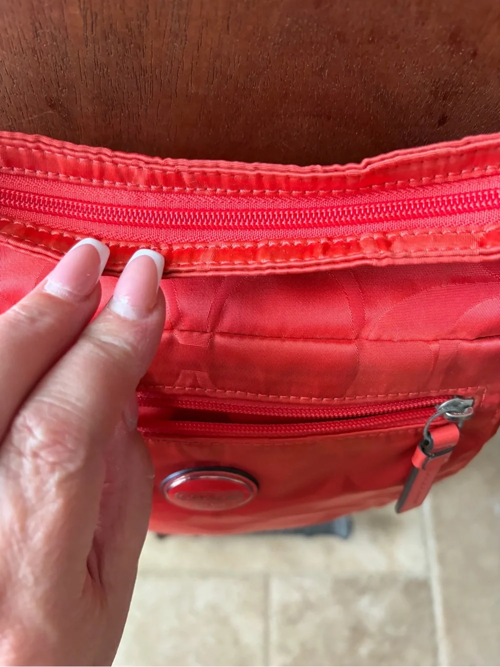 Coach Vinyl Orange Crossbody Shoulder Bag EUC